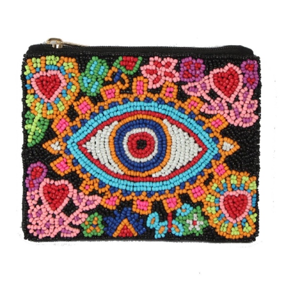 Handbags - Evil Eye - Colorful Beaded Coin Purse Bag Clutch